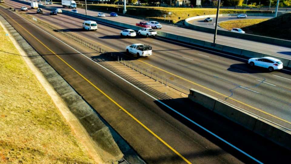 Cars on a highway near Menlyn in Pretoria